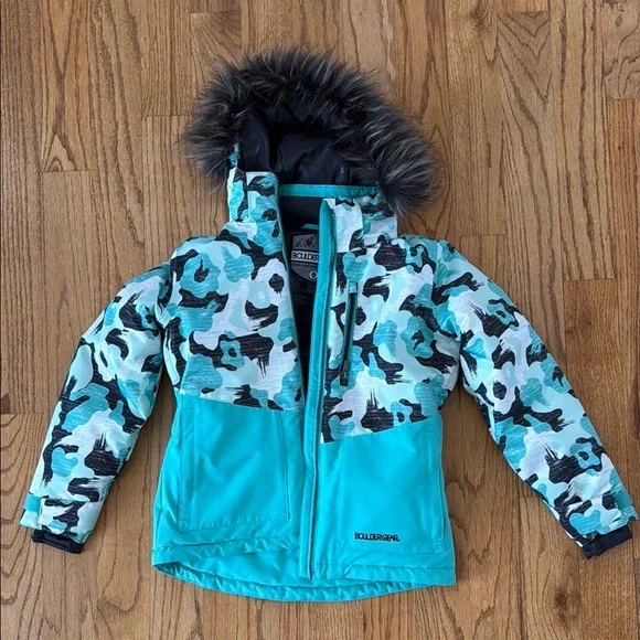 Boulder Gear Kids' Teal Camo Jacket - Picture 1 of 7